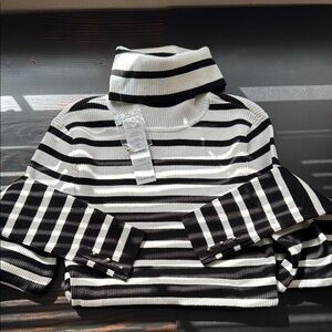 Striped Black and White Turtleneck Sweater size small